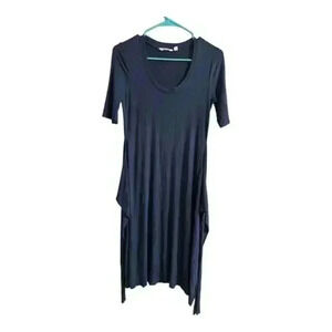 Athleta In A Twist Dress XS Blue Short Sleeve Scoop Neck Asymmetrical Hem Casual